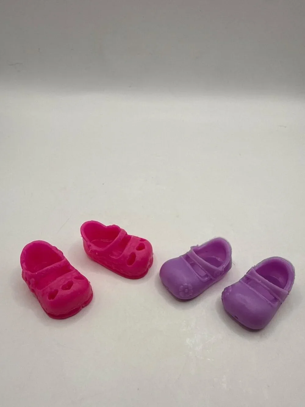 Fashion Doll Shoes Lot Pink Purple Flower Trim Slip On Mary Janes